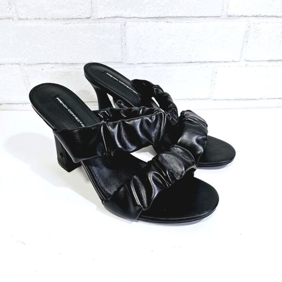 French Connection Black Faux Leather Crystal Heels - Picture 1 of 7